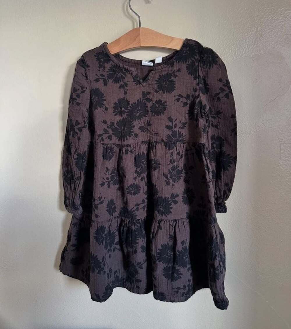 Gap Kids Floral Tiered Gauze Long Sleeve Dress Size 4/5